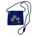 Brustbeutel mit Blumen-Stickung, blau